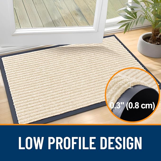 OLANLY 2-Pack Front Door Mats 59x23, Waterproof Heavy-Duty Doormats | Beige - Image 4