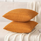 MIULEE Euro Fall Corduroy Decorative Throw Pillow Covers 24x24 Burnt Orange | - Image 3