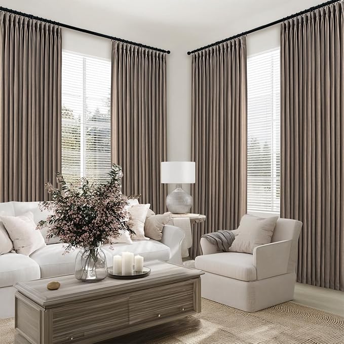 95 Inches Long Pleated Sheer Curtains, Dark Linen Blended Light Filtering - Image 7