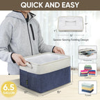 BALEINE 2 Pack Fabric Storage Bins for Shelves, Linen Storage Baskets for Organizing, Decorative Closet Bins for Clothes, Home (Navy Blue, 15"x11"x9.5") ﻿