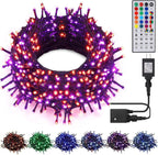 HOME LIGHTING 66ft Christmas Decorative Mini Lights, 200 LED RGB Changing 8 Functional Green Wire Fairy Halloween Lights with Remote Timer, Plug in Indoor Outdoor Xmas Wedding Party Decor