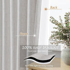 Natural 100% Blackout Curtains 102 Inch Length 2 Panels Set - Image 4