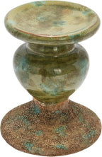 Creative Co-Op 2-Tone Sculptural Terracotta Pillar Candle Holder, Distressed Green