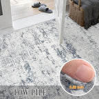 Area Rug Living Room: 4x4 Modern Washable Soft Carpet Blue Grey | - Image 7