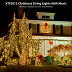 Music Motion Sensor Christmas String Lights 105ft 300 LED, Warm White Christmas Tree Light，End to End Plug In 6 Modes Christmas Lights, Waterproof for Indoor Outdoor Tree Party Yard Room Decor
