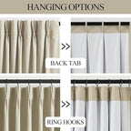 Vision Home Sand Pinch Pleated Full Blackout Curtains Linen Blended Room - Image 8
