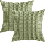 MIULEE Corduroy Decorative Throw Pillow Covers 16x16 Sage Green Pack of 2 | - Image 6