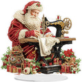 Diamond Art Kits for Adults, Santa Claus with Sewing Machine, Special Shaped Rhinestone Diamond Art Christmas Ornaments, Santa's Domestic, Diamond Painting Desktop Ornament Gem Art Crafts Home Decor