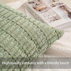 Pack of 2 Corduroy Decorative Throw Pillow Covers 16x16 Inch, Sage Green | Fall - Image 2