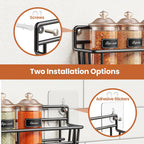 Spice Rack wall mounted 6 Pack, Space-Saving Spice Organizer for Spice Jars and Seasonings,Screw or Adhesive Hanging Spice Rack Organizer for Your Kitchen Cabinet,or Pantry Door