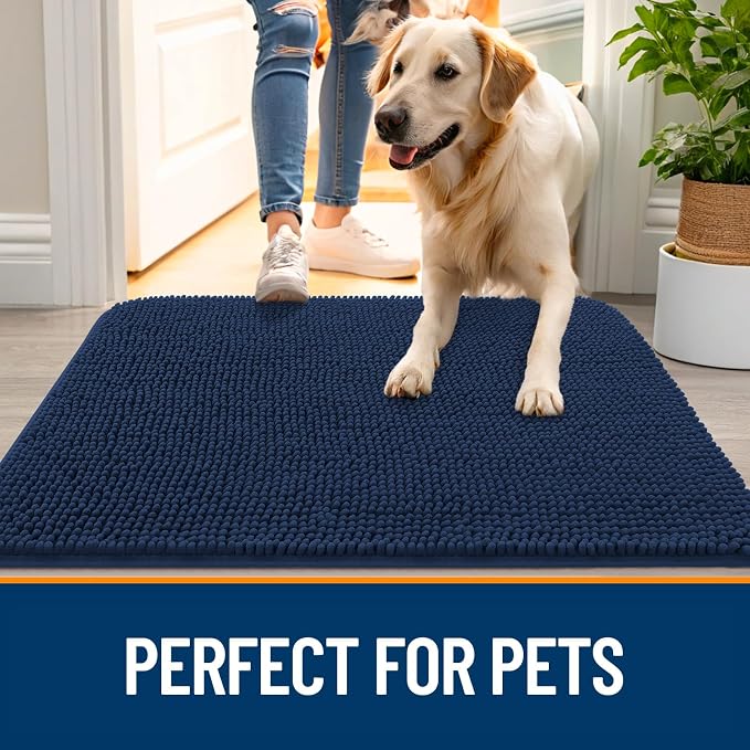 OLANLY Dog Door Mat for Muddy Paws 40x24, Super Absorbent Chenille Mud Mat | - Image 6
