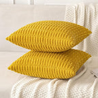 MIULEE Decorative Throw Pillow Covers 12x12 Mustard Yellow Pack of 2 | Soft - Image 5