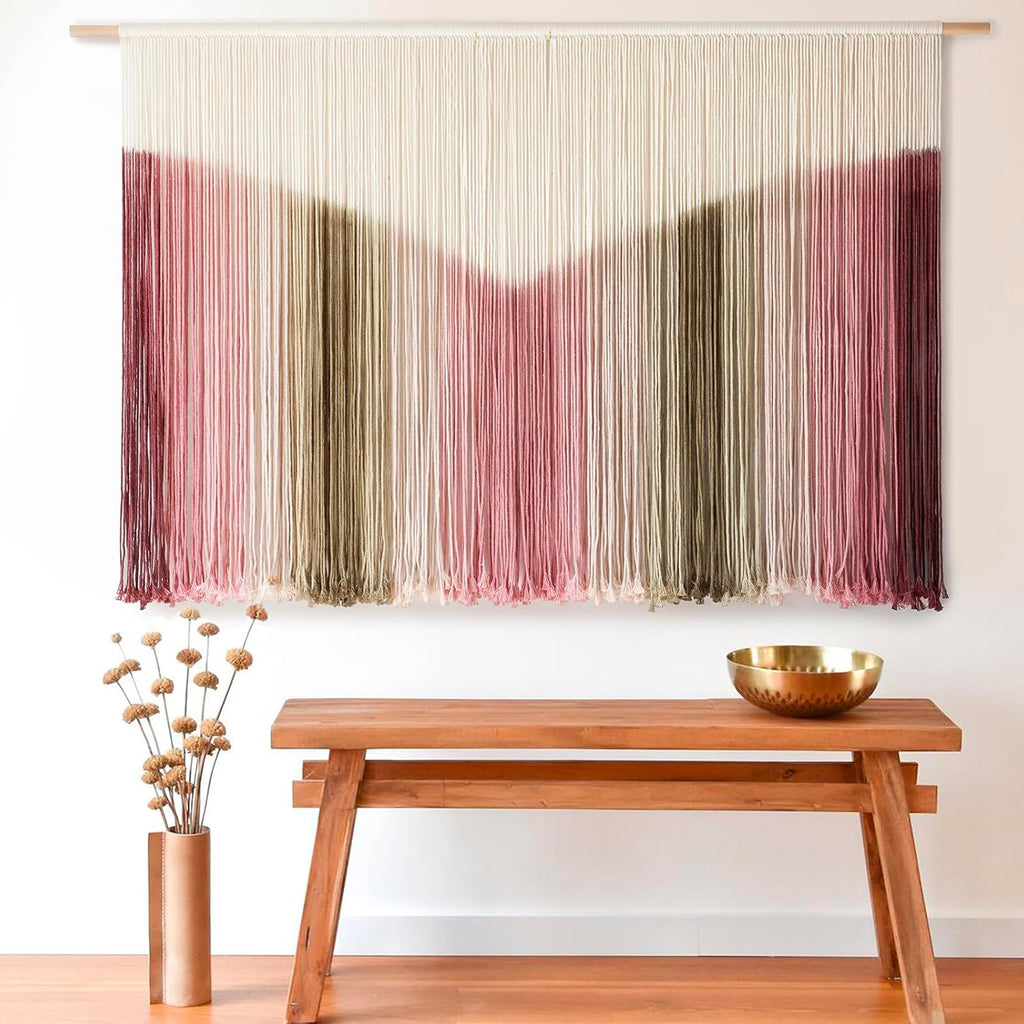 IOWER Large Macrame Wall Hanging Boho Wall Decor Large Scale Tie-Dye Yarn Living Home Room Boho Wall Decor for Bedroom Home Wall Art 57" W x 35" L