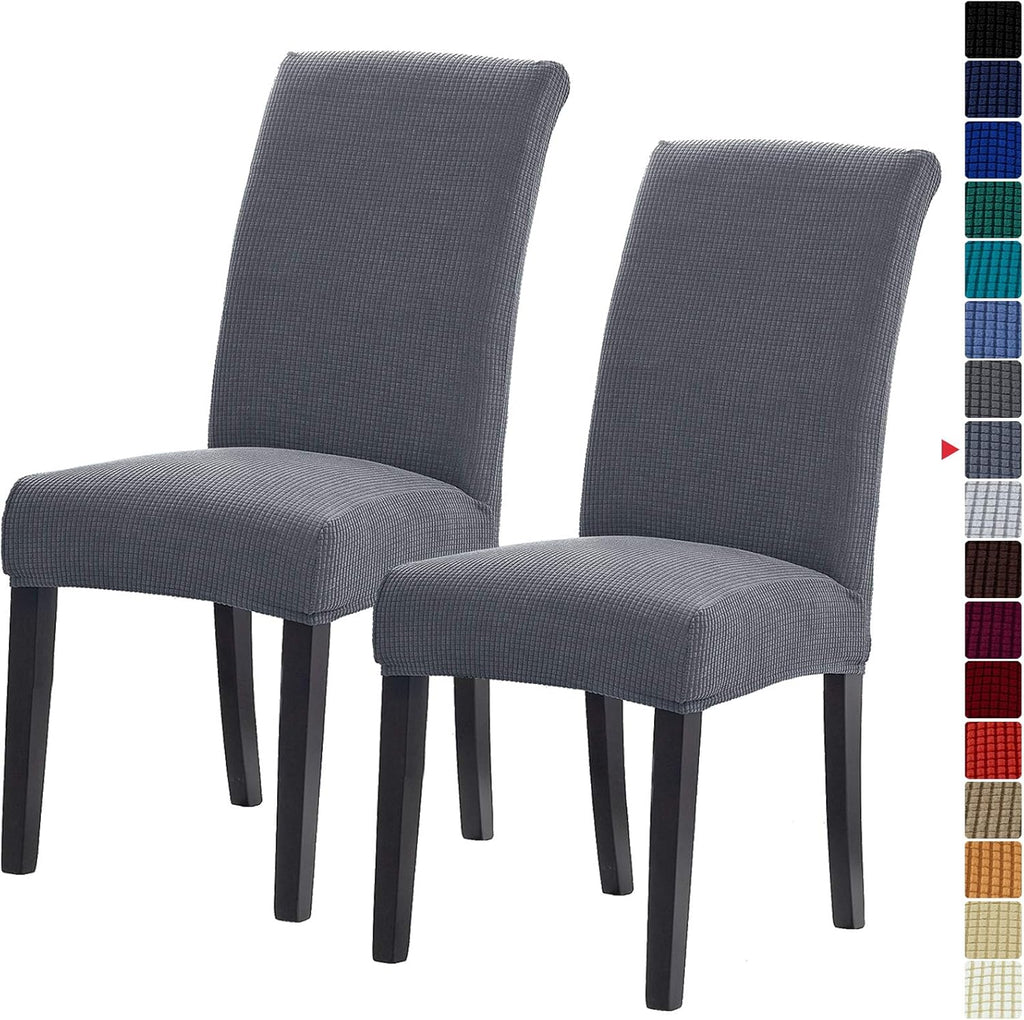 Howhic Stretch Chair Covers for Dining Room Set of 2, Removable Washable Dining Room Chair Covers, Dining Chair Slipcovers Seat Protector, Great Home Decor and Banquet Upholstery (Gray, 2 Pack)