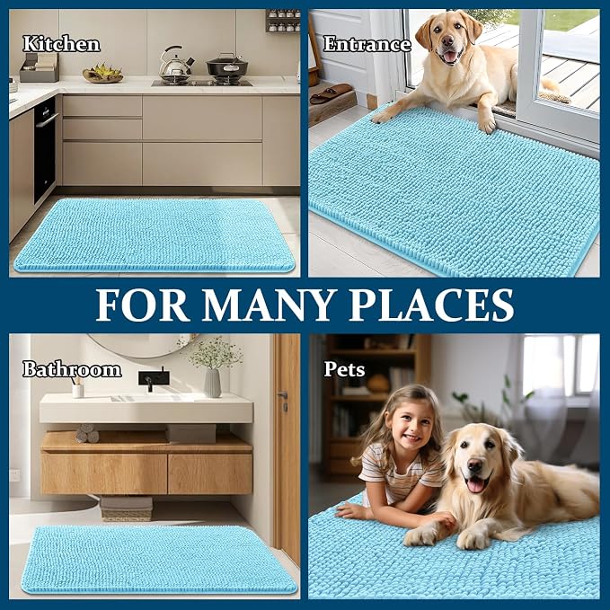 OLANLY Dog Door Mat for Muddy Paws 59x35, Super Absorbent Chenille Mud Mat | - Image 8