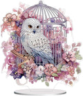 Diamond Painting Kits for Adults Beginners, 5D Full Drill Owl Crystal Art Desktop Ornament, DIY Single Sided Home Office Desk Decor, Creative Craft Gift Set with Tools