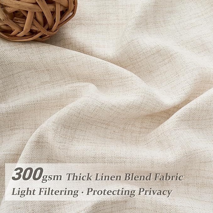 PleatedDrapes Small Linen Blend Ivory Birch Curtains 54 Inch Long 2 Panels Set - Image 2