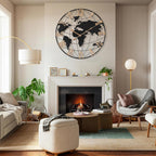 20 Inch Large Wall Clock for Living Room Decor,Big Modern Decorative Silent World Map Metal Wall Clock with Vintage Gold Roman Numeral for Office,Living Room,Kitchen,Dining Room