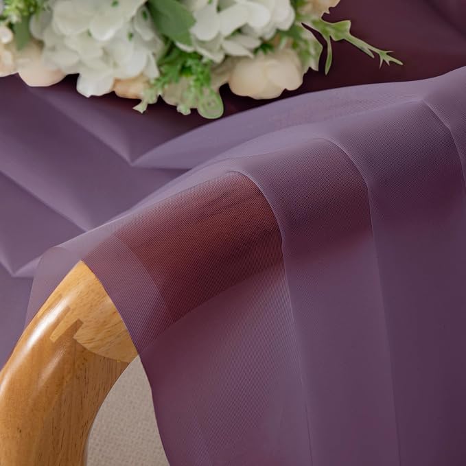 Sheer Curtains 96 Inches Long 2 Panels Set, Transparent Light Filtering Plam - Image 4