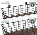 Wall Hanging Baskets 3 Pack, Extra Large Diversified Wire Basket Shelves of Wooden Style, with Wall Mounted Hooks & Traceless Stickers, for Kitchen Coffee Bar Office Room Garage Storage Organization