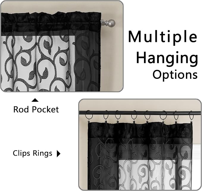 Furman Black Sheer Curtains 84 inches Long - Image 4