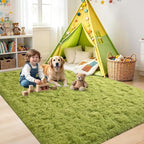 Noahas 4'x5'3'' Green Fluffy Soft Area Rug Non-Slip - Image 4