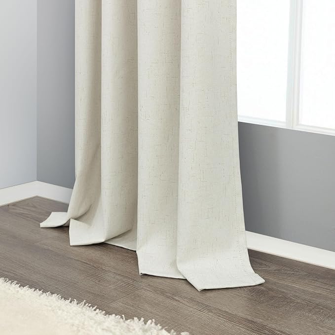 Extra Wide 100 Inch Width Linen Blackout Curtain 84 Inches Long 1 Panel Thick - Image 9