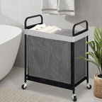 STO STO Laundry Hamper 2 Section, 100L Rolling Laundry Sorter Cart with Removable and Washable Liner Bag, Rolling Clothes Hamper with Metal Handle for Laundry Room and Bedroom, Gray