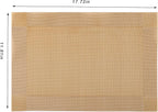 CADONO Placemats Set of 6 Washable Indoor/Outdoor Vinyl Place Mats for Dining Table Durable Non-Slip Heat Resistant PVC Weave Table Mats（Gold Cube）