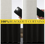 NICETOWN Snowbound Vintage Linen 100% Blackout Curtains - Image 4