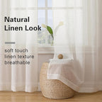 Simplebrand Natural Linen Textured Sheer Curtains 84 inches Length 2 Panels Set - Image 4