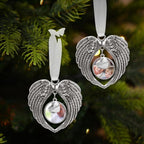 Christmas Ornaments Angel Wings with Custom Photo Frame for Loss of Loved One Remembrance Keepsake with Silk Ribbon & Red Gift Box