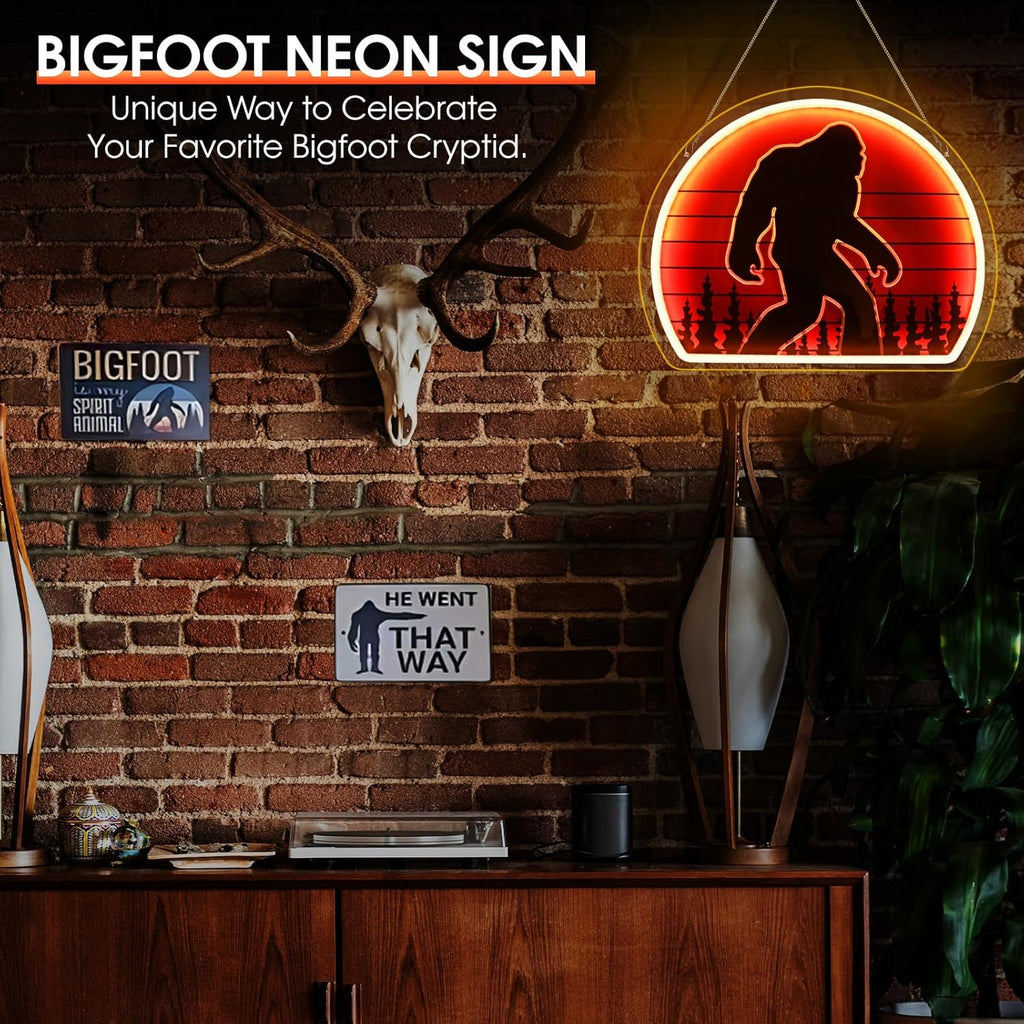 Bigfoot Neon Sign, Bright Dimmable USB Powered Sasquatch Neon Lights Sign and Unique UV Printed Funny Big Foot Sasquatch Gifts for Men Women Adults Kids Bigfoot Lovers Wall Art Decors