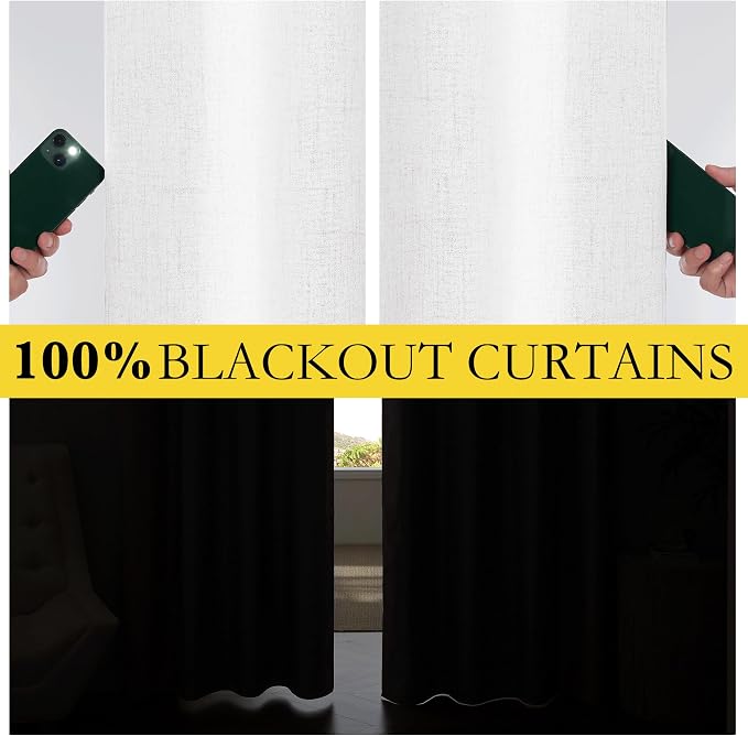 NICETOWN Linen 100% Blackout Cafe Curtains, Thermal Insulated & Noise Reducing - Image 3