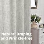 YoungsTex Light Grey Linen Semi Sheer Curtains 42X63 Inch Length 2 Panels | - Image 6