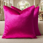 GIGIZAZA Hot Pink Velvet Pillow Covers 16x16 Decorative Pillows Pack of 2 | by GIGIZAZAFocusingonhomedecoration