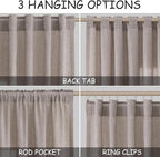 Brownish Grey Linen Curtains for Living Room Extra Long 132 Inches Long Back - Image 2