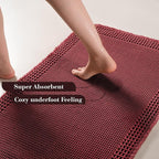 RESARE Waffle Bathroom Runner Rugs, Non Slip Boho Bath Mat 24"x48" Dark Red | - Image 3