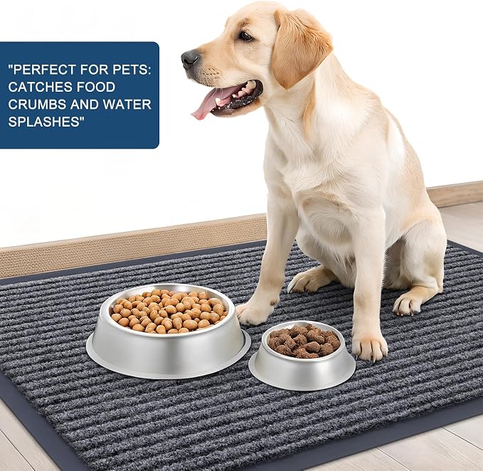 OLANLY 2-Pack Front Door Mats 33x21, Waterproof Heavy-Duty Doormats | Grey - Image 6