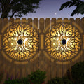 4 Pack Solar Fence Lights Metal Solar Powered Outdoor Wall Deck Step Lights Tree Theme Waterproof Fence Light for Garden Post Patio Backyard Yard Decor (Tree, 4 Pack)