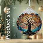 Tree of Life Stained Glass Christmas Ornament - Hanging Ornaments for Christmas Tree Decorations -Holiday Keepsake Present Exchange Idea -2