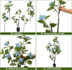 Fake Plants Home Decor Artificial Plants Outdoor Hydrangea Artificial Plants Indoor Fake Tree Living Room Decor Artificial Tree Porch Decor Fiddle Leaf Fig Tree 6Ft (Blue)