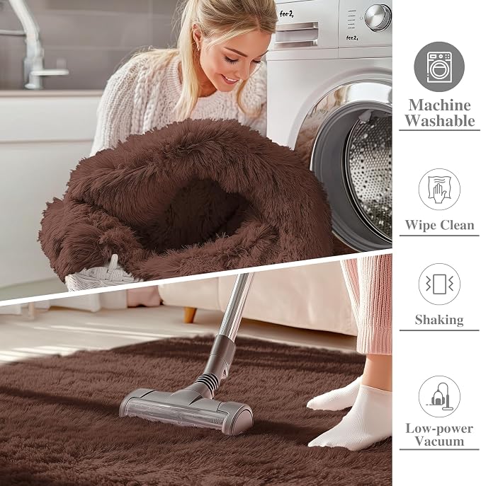 OLANLY 2x3 Machine Washable Small Bedside Rug, Soft Fluffy Shaggy Entryway - Image 2