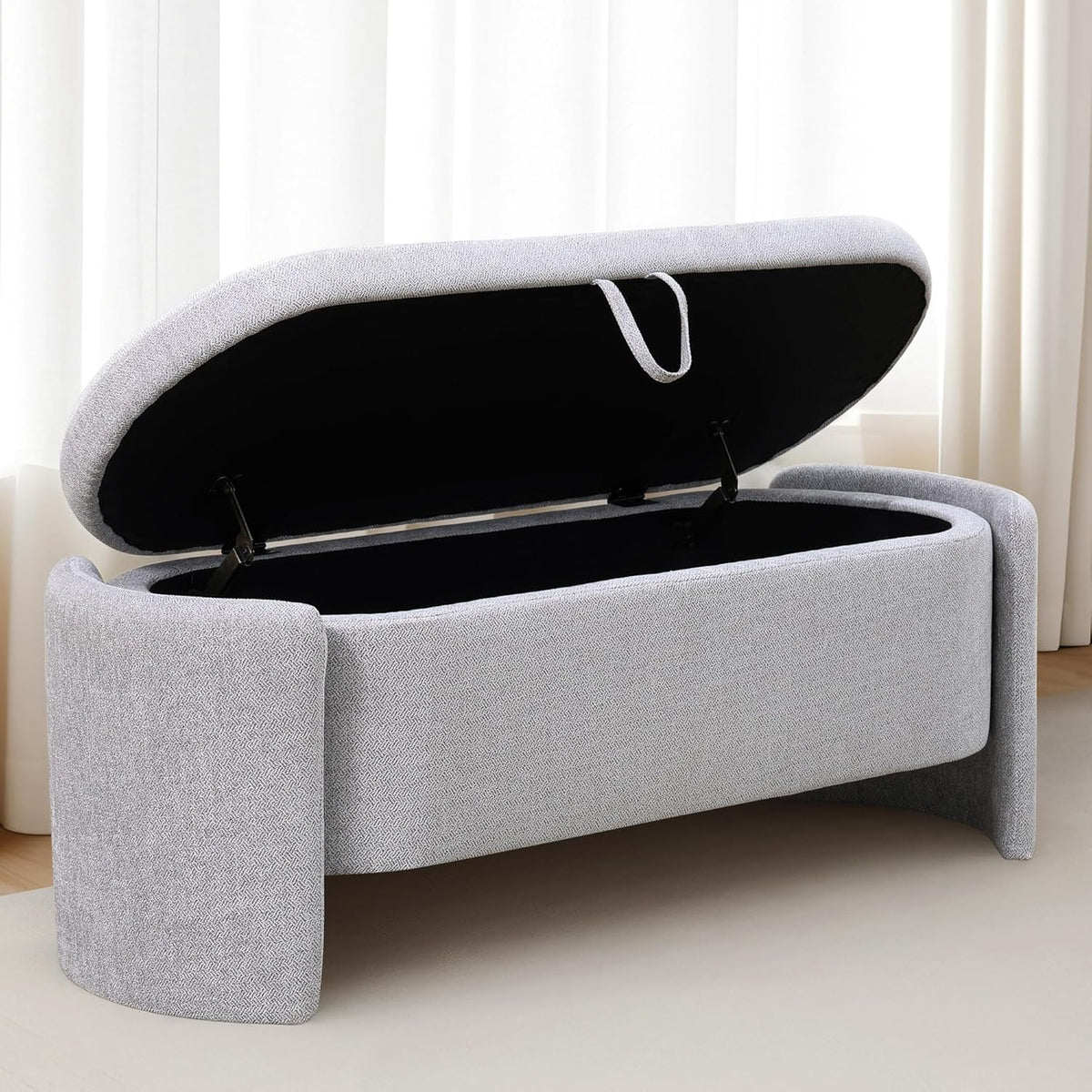 Ottoman Rectangular Storage Ottoman Bench, Footrest Stool Footstool with Lid for Living Room, Bedroom, Entryway, Brown, 47"x17"x18"