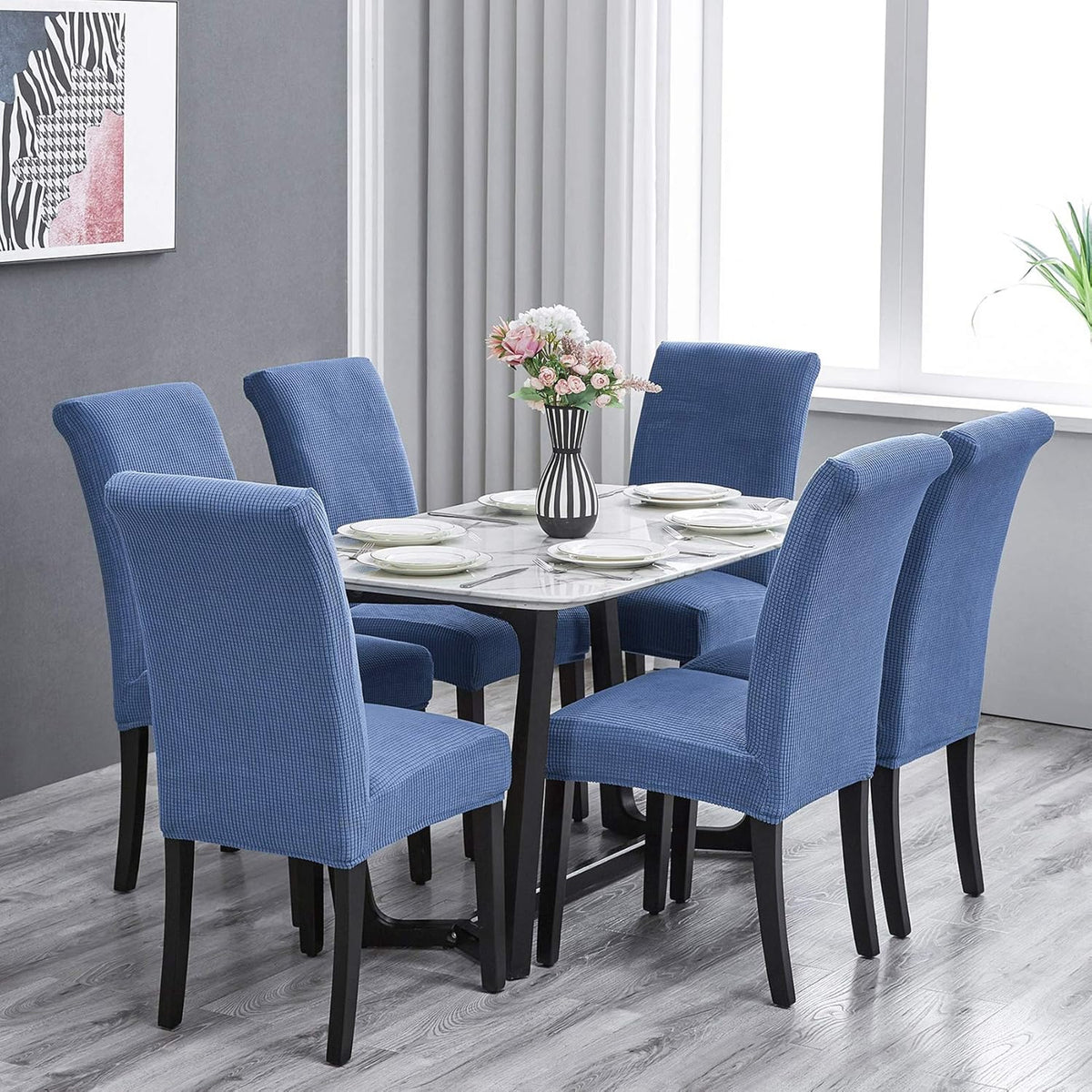 Howhic Stretch Chair Covers for Dining Room Set of 2, Removable Washable Dining Room Chair Covers, Dining Chair Slipcovers Seat Protector, Great for Home and Banquet Deecor (Periwinkle Blue, 2 Pack)