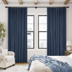 Indigo Navy Pleated Linen Blackout Curtains 90 Inches Long - Image 8