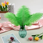 THARAHT Green Ostrich Feathers 24pcs Natural Bulk 10-12Inch 25cm-30cm for Crafts Wedding Party Centerpieces Mardi Gras and Home Decoration Feathers