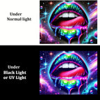 BlissYard Blacklight Tapestry UV Reactive Tapestry Wall Hanging 78x59 Inches Cosmic Rainbow Lips Wall Hanging, Fluorescent Art Decoration for Bedroom, Living Room, and Parties
