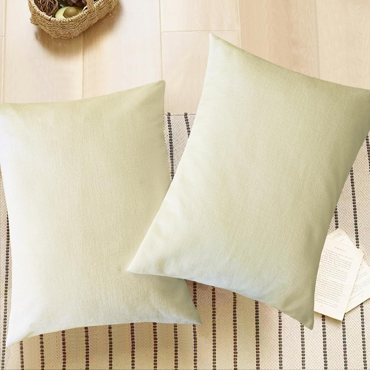 CaliTime Throw Pillow Covers Decorative 20 X 26 Inches Pack of 2 Cozy Chenille Standard Pillow Shams Cases for Couch Sofa Bed Living Room Home Beige
