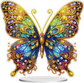 Diamond Painting Kits for Adults Beginners, 5D Full Drill Flowers and Butterfly Crystal Art Desktop Ornament, DIY Single Sided Home Office Desk Decor, Creative Craft Gift Set with Tools
